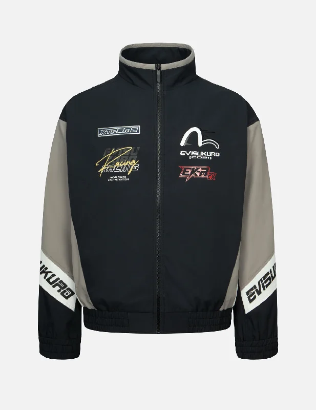 Jackets For Promotional Sales-Multi-Logo Print Fashion Fit Racing Jacket