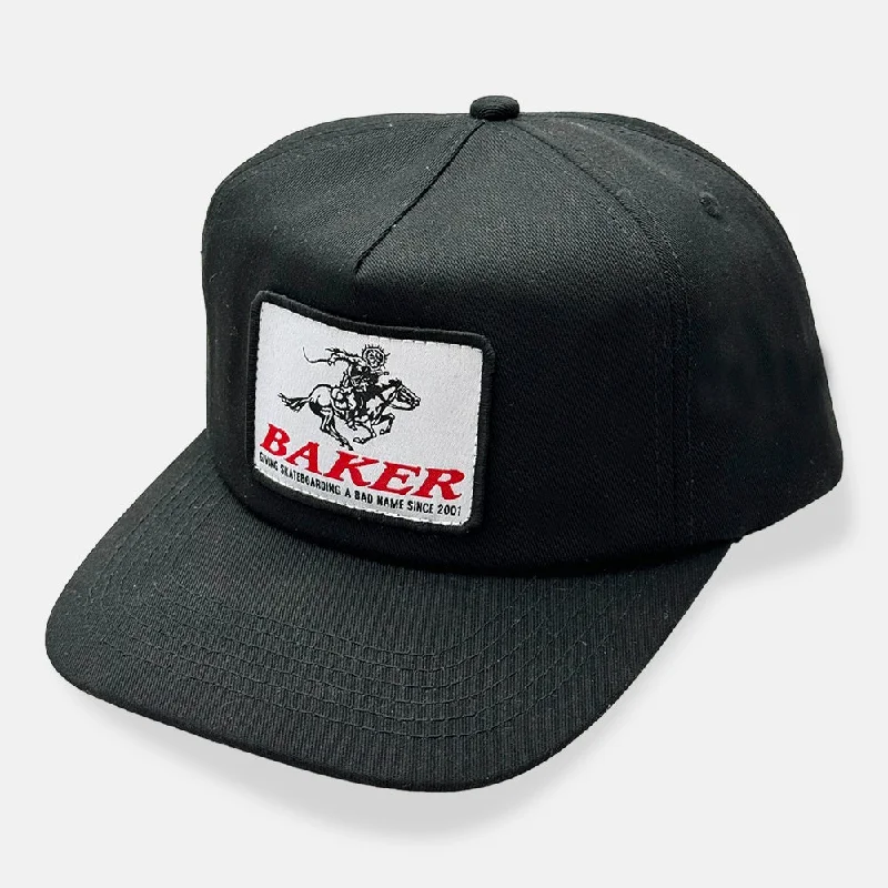 Hats For Fashionable Sportswear-BAKER SKATEBOARDS - "STALLION" SNAPBACK (BLACK)