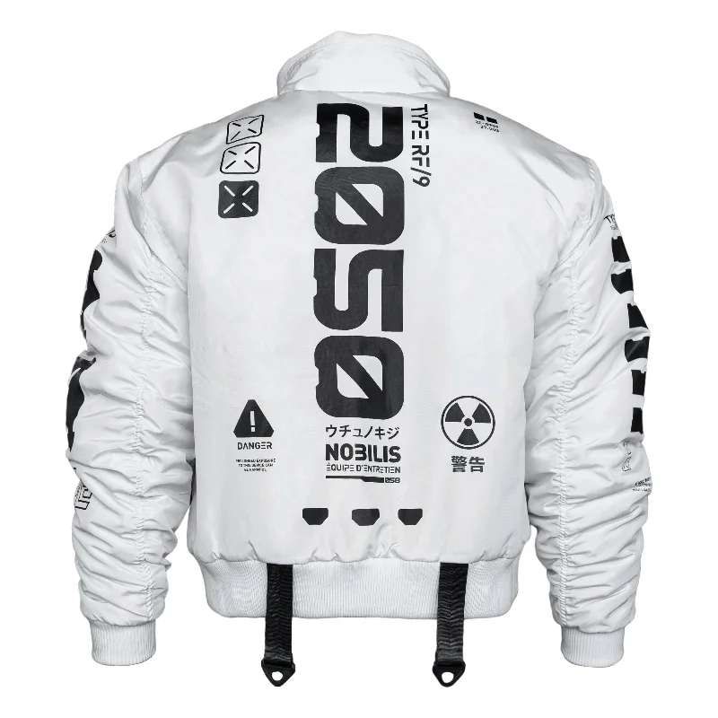 Jackets For Winter Sports Teams-Y-2050 White Short Bomber Jacket