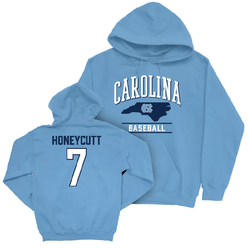 Lightweight Hoodies For Women-UNC Baseball Carolina Blue Arch Hoodie - Vance Honeycutt