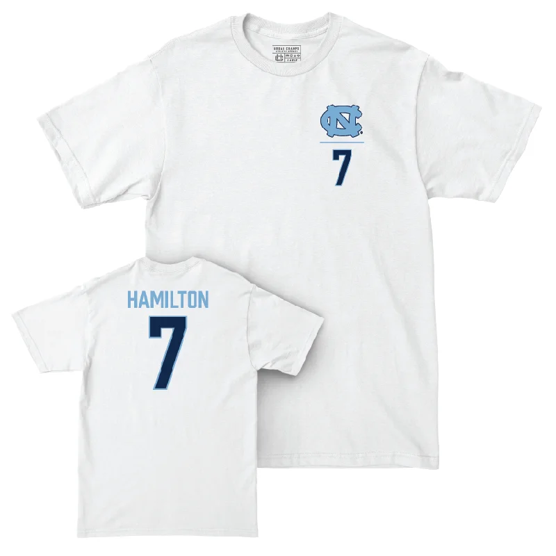 T-Shirt For Limited-Time Custom Offers-UNC Football White Logo Comfort Colors Tee - Christian Hamilton