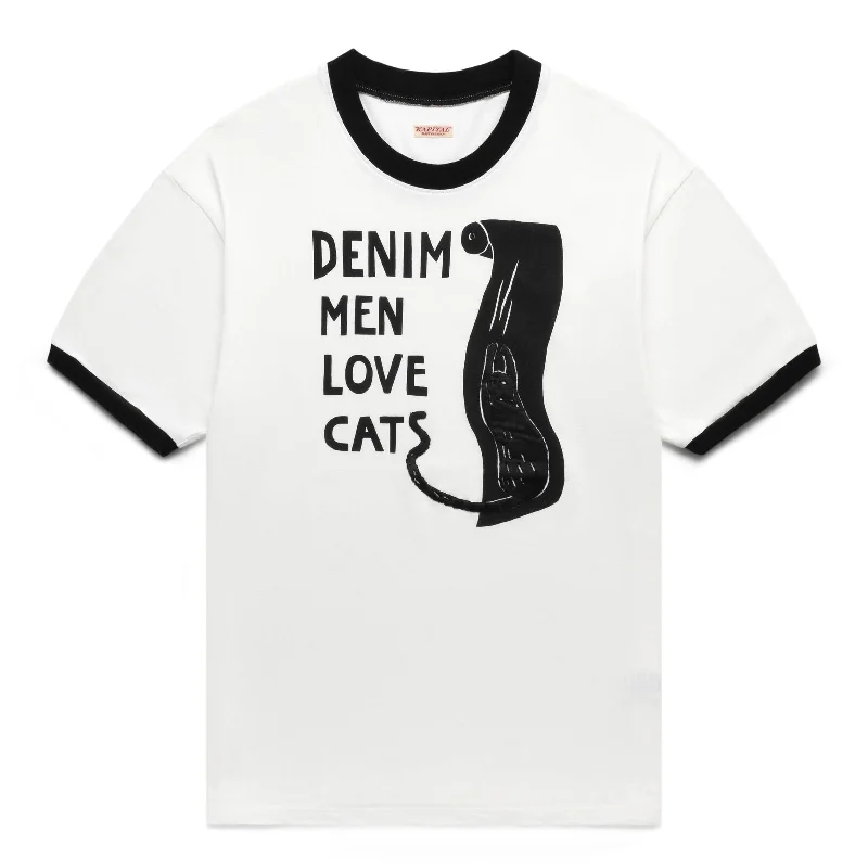 T-Shirt For Team-Specific Custom Fan Gear-20/- JERSEY RINGER T (DENIM MEN LOVE CATS SCRATCH)