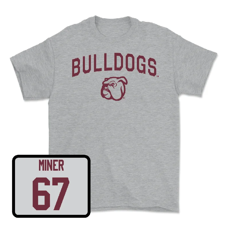 T-Shirt For Family Merchandise Customization-Sport Grey Football Bulldogs Tee  - Ethan Miner