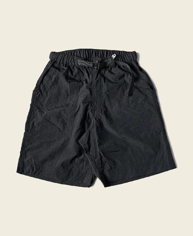 Casual Shorts With Adjustable Waist-Nylon Climbers' Shorts - Black