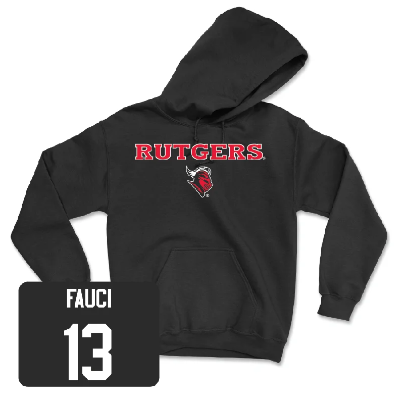 Hoodies For Event Merchandise-Baseball Black Rutgers Hoodie - Sonny Fauci