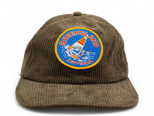 Custom Hats For Christmas-Parliament Queensland Vintage Patch - Cord Hat (Queensland Sailing) Walnut