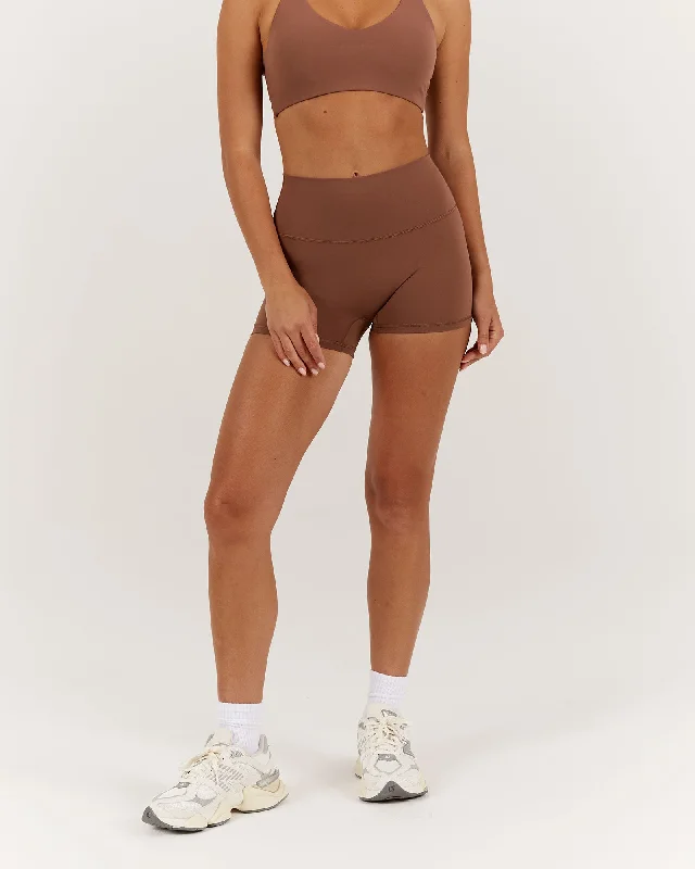 Women’s Shorts With Side Pockets-LUXE MINI SHORTS - TOFFEE