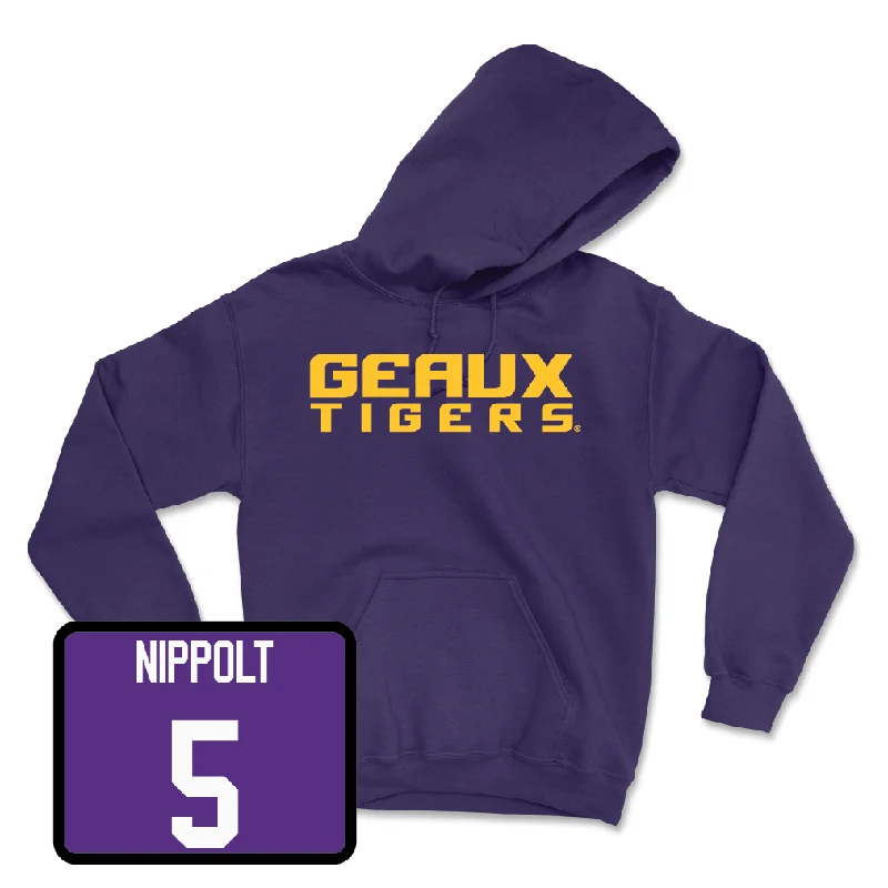 Hoodies With Text Designs-Baseball Purple Geaux Hoodie - Ben Nippolt