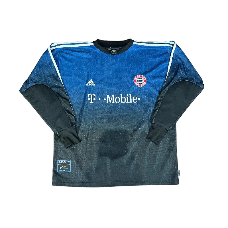 T-Shirt For High-Performance Custom Apparel-2002-03 Blue + Black Adidas Bayern Munich Khan Shirt - XXL