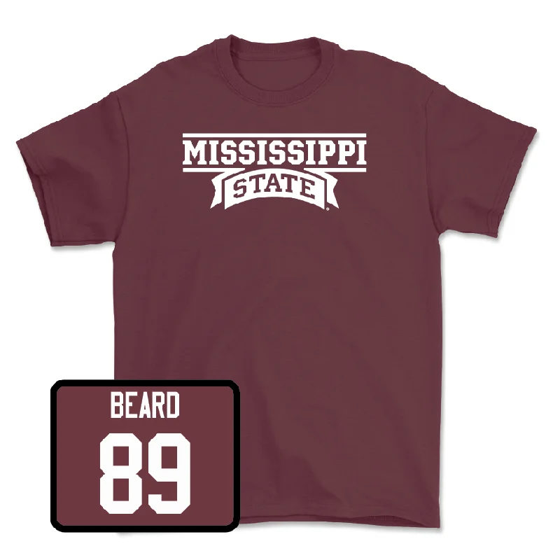 T-Shirt For Family Event Fan Gear-Maroon Football Team Tee - Luke Beard