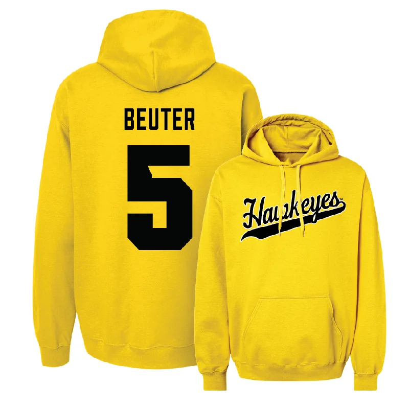 Fleece Hoodies For Women-Gold Baseball Script Hoodie  - Reece Beuter