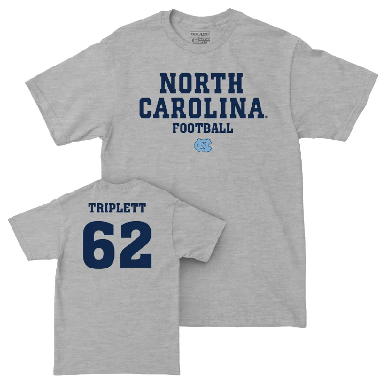 T-Shirt For Breathable Fabric-UNC Football Sport Grey Staple Tee  - Spencer Triplett