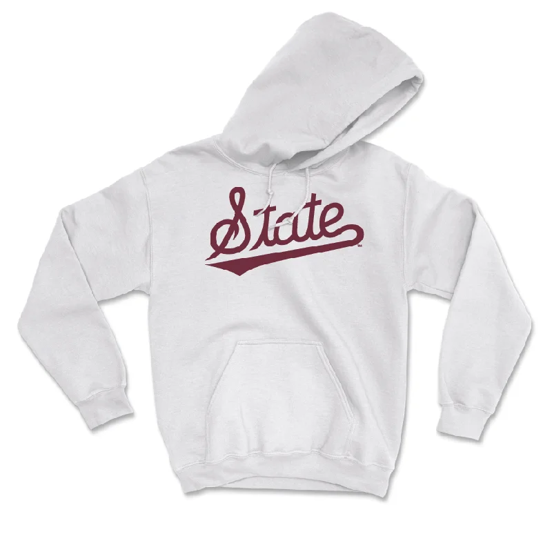 Hoodies For Official Team Gear-Baseball White Script Hoodie - Bryce Chance