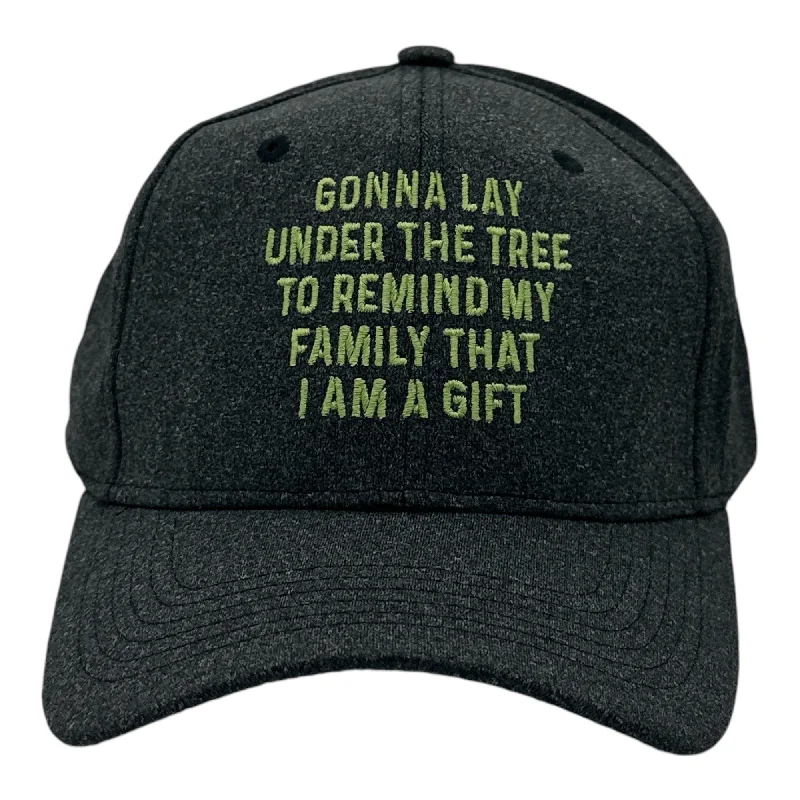 Hats With Embroidered Graphics-Gonna Lay Under The Tree To Remind My Family That I Am A Gift