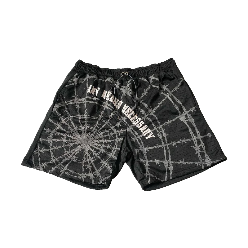 Workout Shorts For Women-Arachnid Mesh Shorts Grey