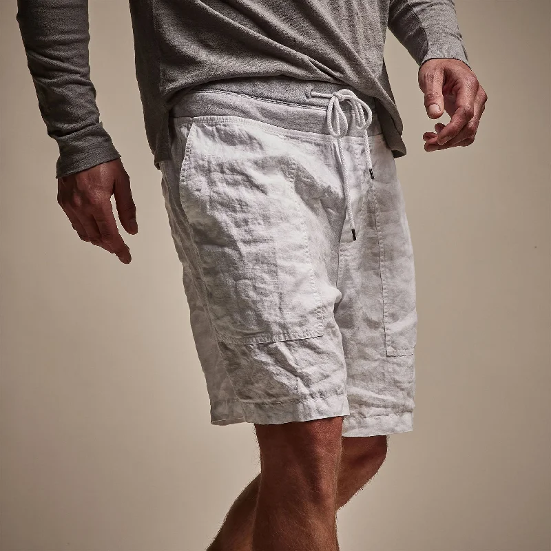 Short Shorts For Men-Utility Linen Short - White