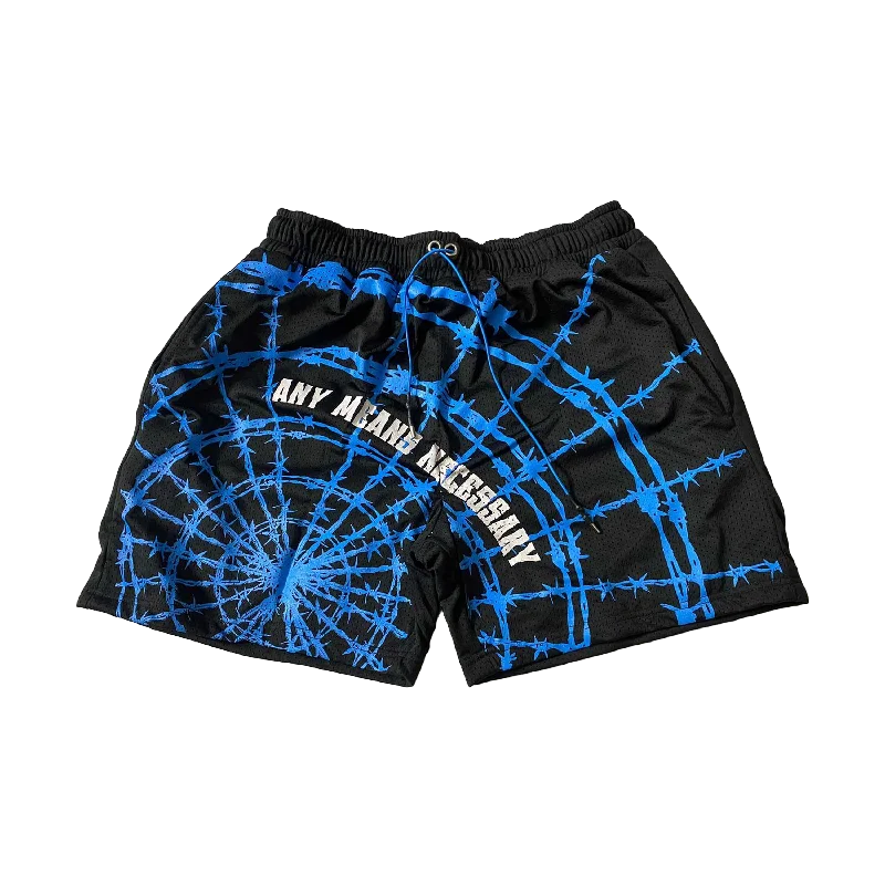 Workout Shorts For Men-Arachnid Mesh Shorts Blue