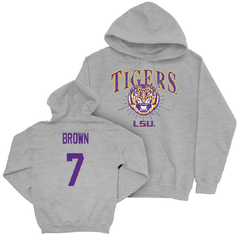 Hoodies With Printed Graphics-Baseball Sport Grey Tigers Hoodie - Jake Brown