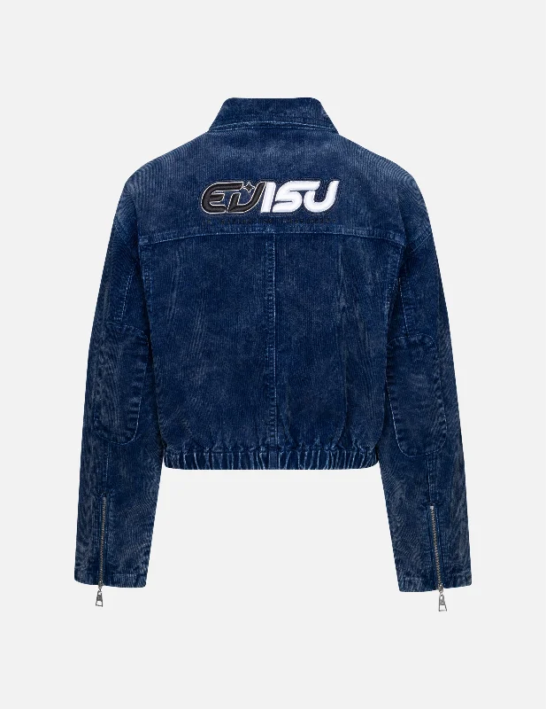 Parka Jackets For Men-Logo Embroidery Fashion Fit Washed Corduroy Denim Jacket