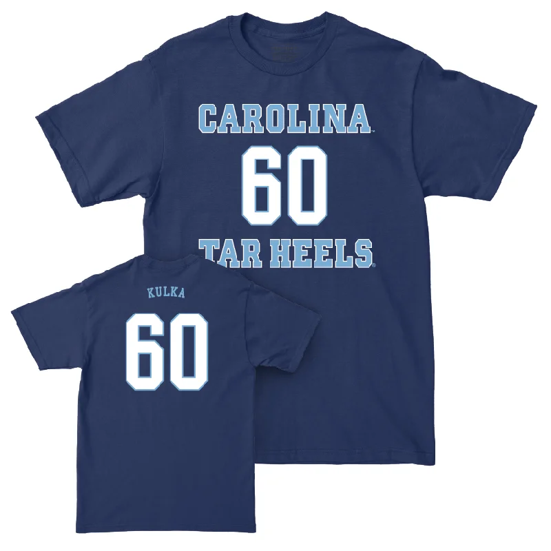 T-Shirt For Family Merchandise Customization-UNC Football Sideline Navy Tee - Carter Kulka