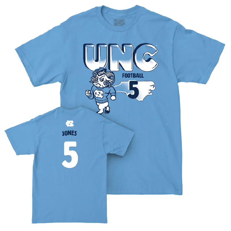 T-Shirt For Sports Event Apparel-UNC Football Mascot Carolina Blue Tee - JJ Jones