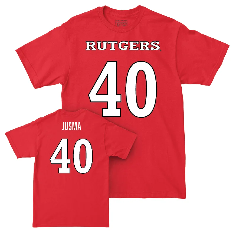 T-Shirt For Softball Custom Gear-Red Football Shirsey Tee - Sebastian Jusma