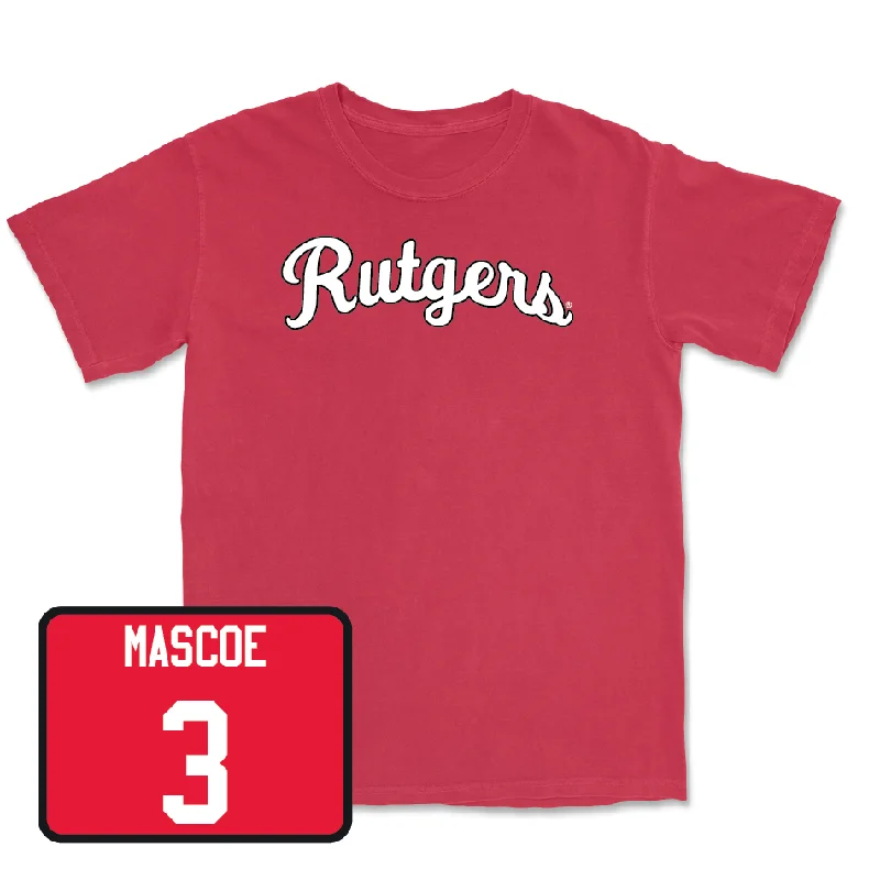 T-Shirt For High School Fans-Red Football Script Tee - Bo Mascoe