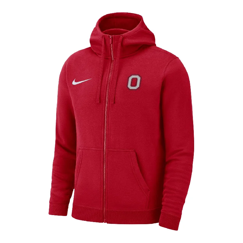 Jackets For High-Visibility Wear-Ohio State Buckeyes Nike Club Hood Full Zip Game Day Scarlet Jacket