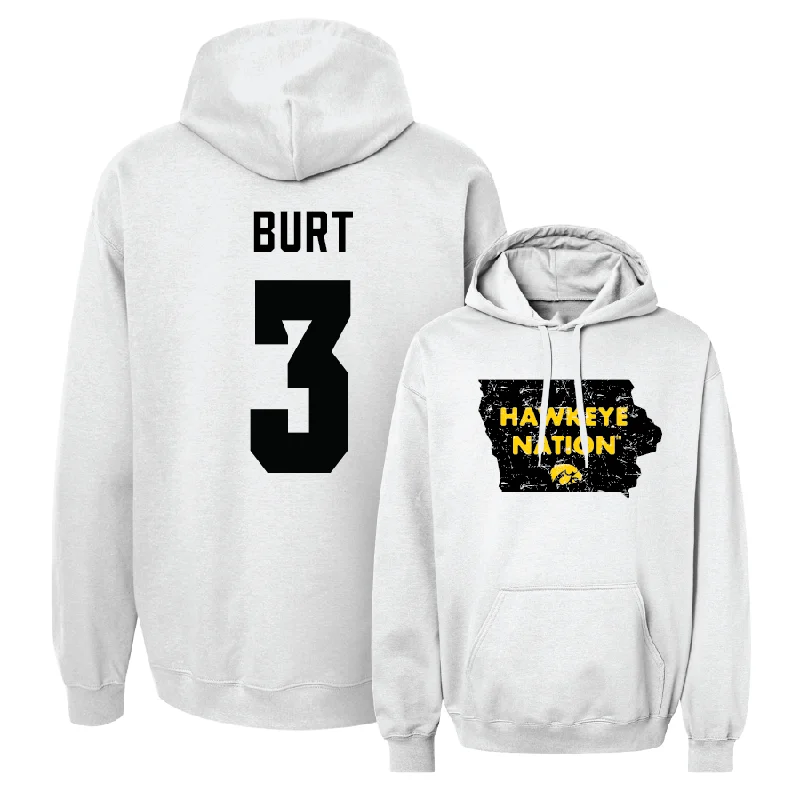 Hoodies With Graphic Prints-Baseball White State Hoodie - Max Burt