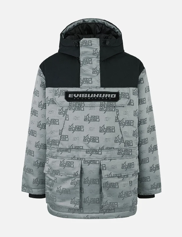 Jackets For Performance-Allover Logo Jacquard Oversized Skidoo Anorak Padding Jacket