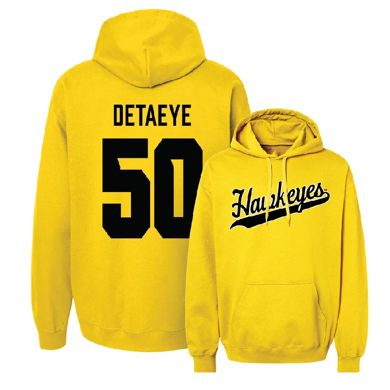 Hoodies With Premium Fleece-Gold Baseball Script Hoodie - Benjamin DeTaeye