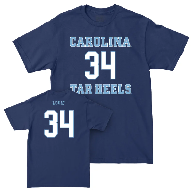 T-Shirt For Fan Event Merchandise-UNC Football Sideline Navy Tee - Jordab Louie