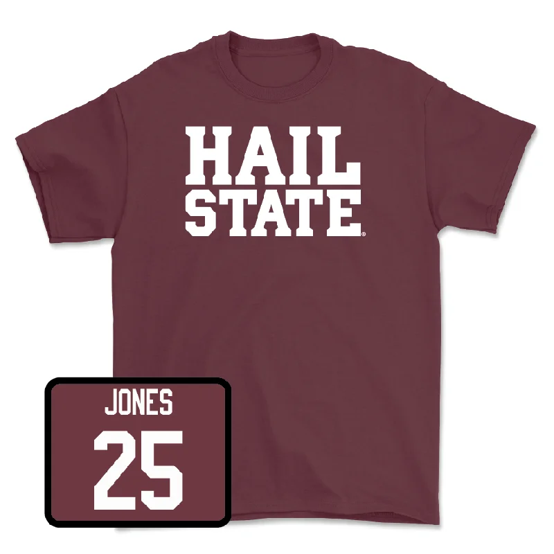 T-Shirt With Custom Patches-Maroon Football Hail Tee - Grant Evans