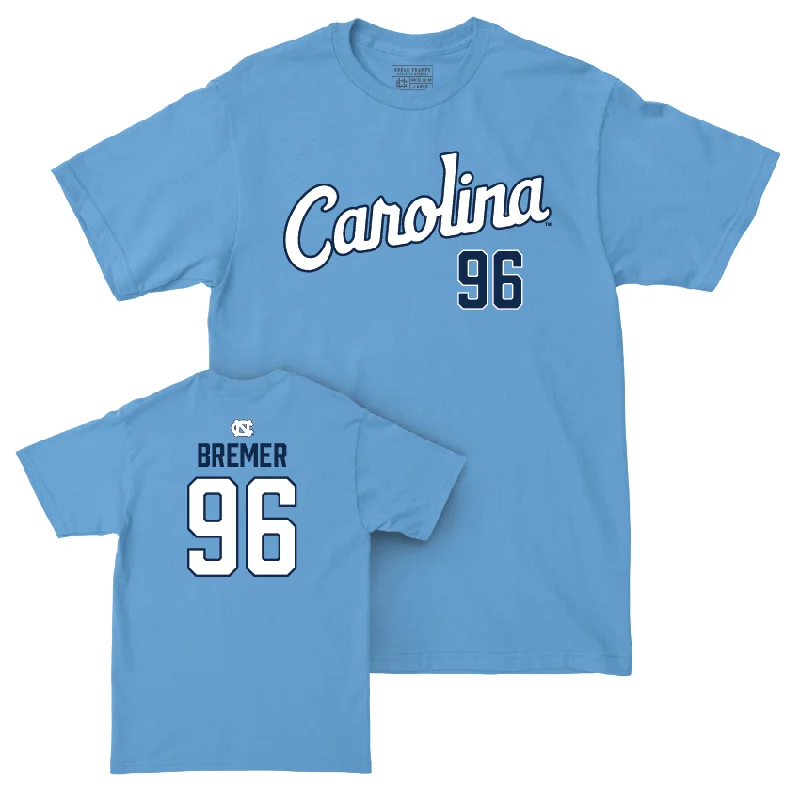 T-Shirt For Women-UNC Football Carolina Blue Script Tee - Damon Bremer