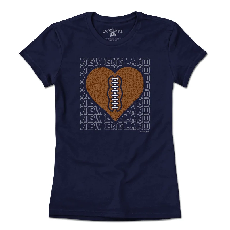 T-Shirt For Professional Custom Gear-New England Football Heart T-Shirt