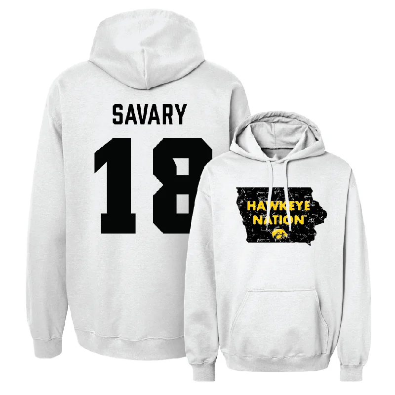 Hoodies With Custom Name-Baseball White State Hoodie  - Aaron Savary