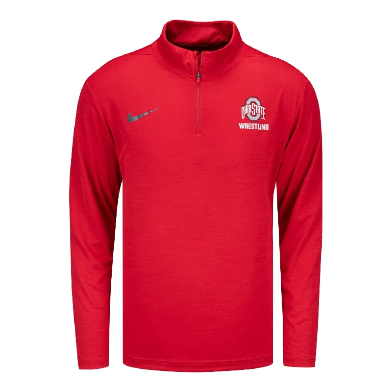 Jackets For Heavy-Duty Wear-Ohio State Buckeyes Nike Wrestling 1/4 Zip Scarlet Jacket