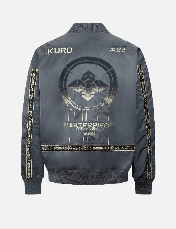 Jackets With Player Number-Gradient Kamon Embroidery Bomber Jacket