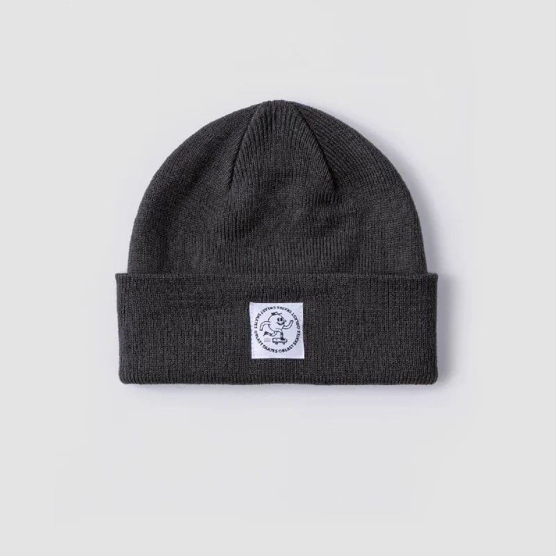 Adjustable Snapback Hats-CHARCOAL ROUND LOGO BEANIE