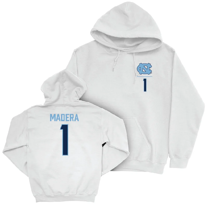 Hoodies For Protection Against Wind-UNC Baseball White Logo Hoodie  - Alex Madera