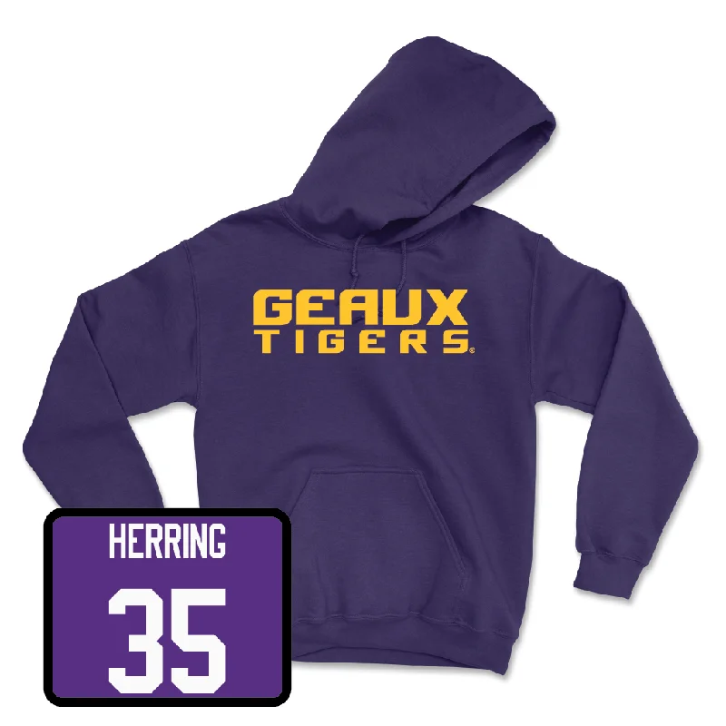 Hoodies With Bold Designs-Baseball Purple Geaux Hoodie - Griffin Herring