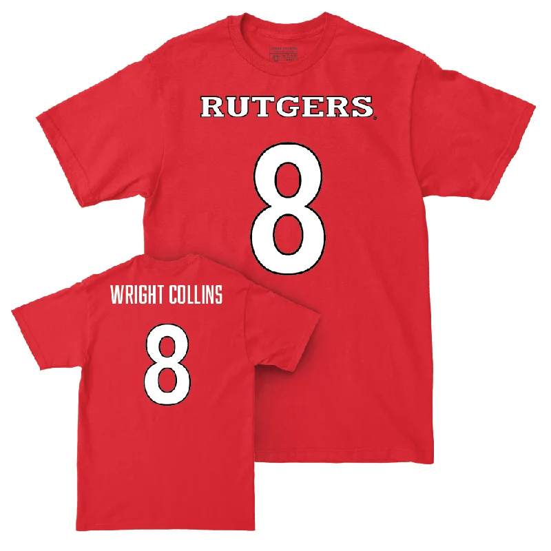 T-Shirt With Personalized Number-Red Football Shirsey Tee - Jamier Wright Collins