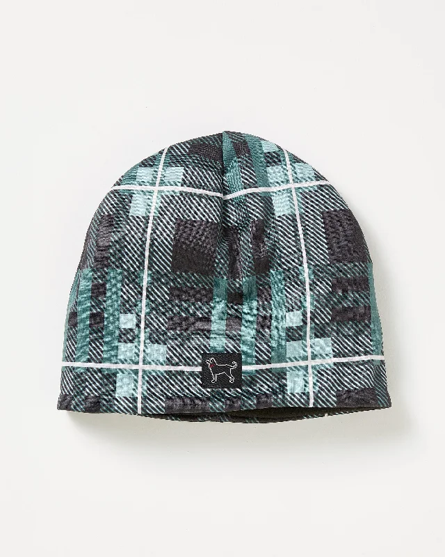 Hats For Baseball Fans-Adult Black Dog Plaid Fleece Lined Hat