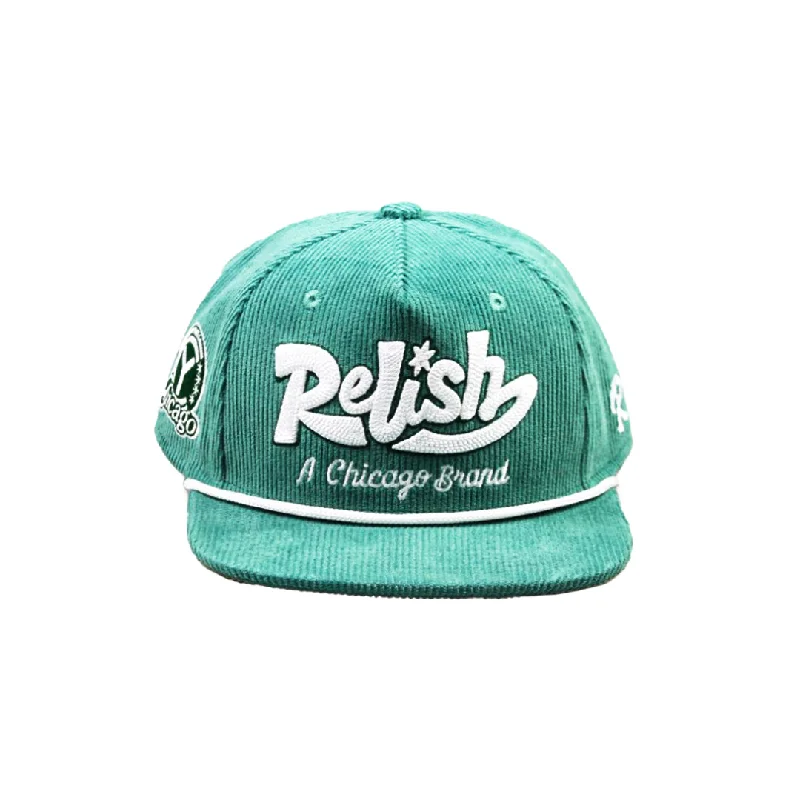 Custom Snapback Hats-Relish - Retro Pop script - Corduroy Snap