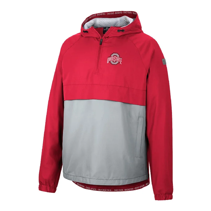 Jackets With Velcro Adjustable Cuffs-Ohio State Buckeyes 1/4 Zip Two Tone Jacket