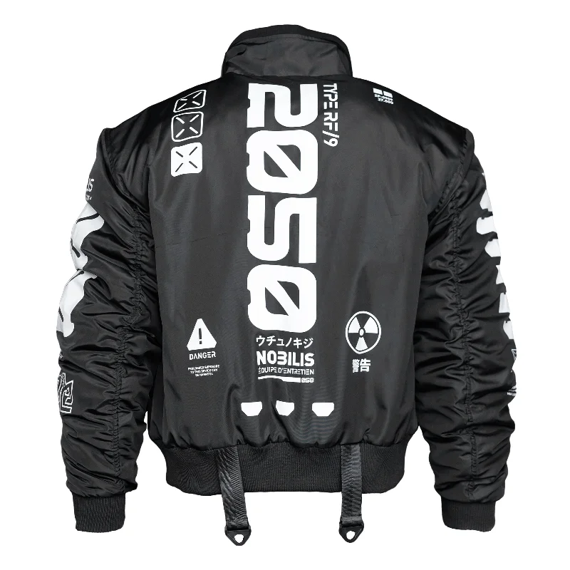 Jackets For Team Members-Y-2050 Black Short Bomber Jacket