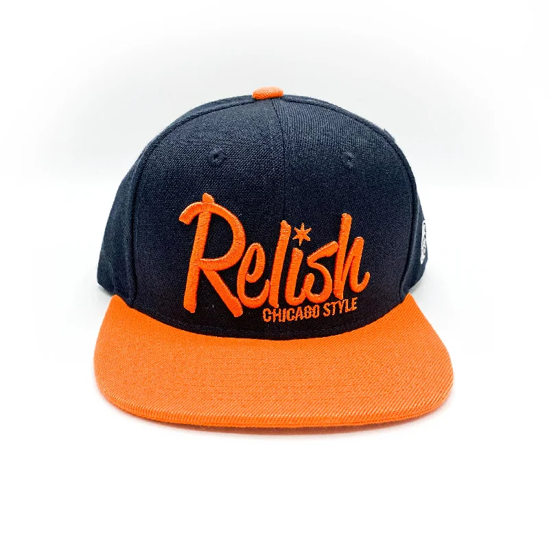 Hats With Velcro Closure-Da Relish OG Script - Navy & Orange