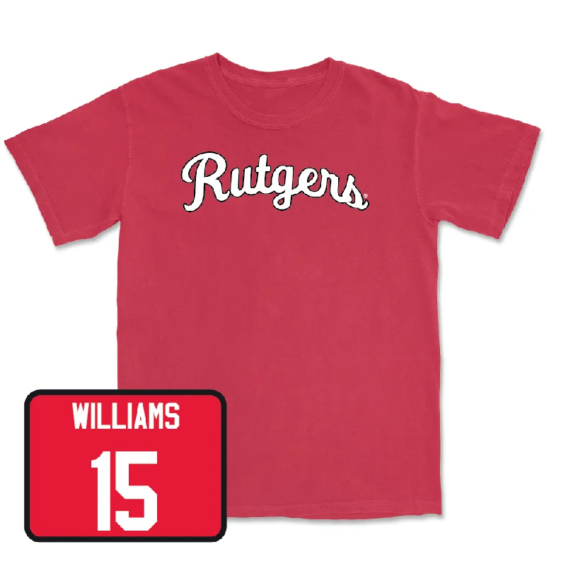 T-Shirt With Player Number-Red Football Script Tee - Zilan Williams