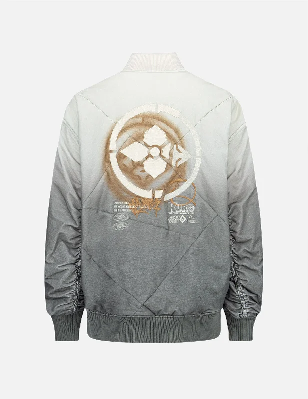 Jackets For High School Fans-Gradient Oversized Padded Bomber Jacket