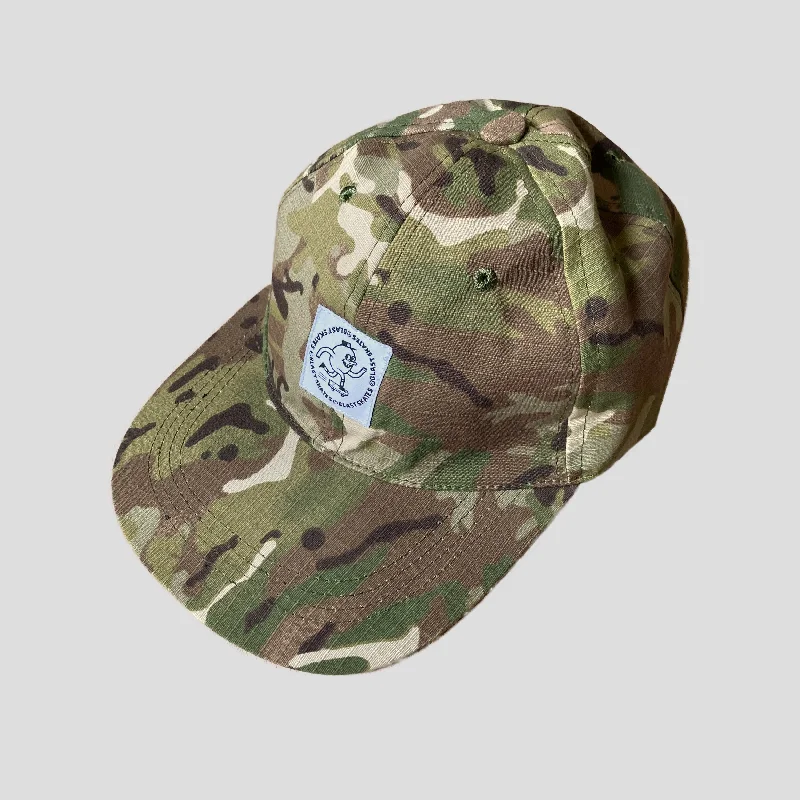 Custom Hats With Patches-ROUND LOGO RIPSTOP CAMO CAP